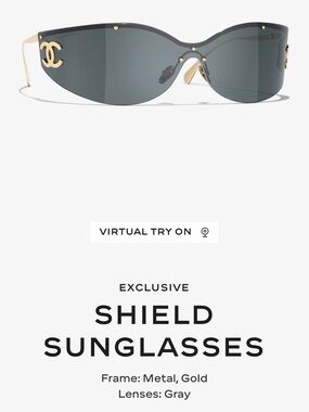 CHANEL Gold Frame Shield Sunglasses with Dark Gray Lenses